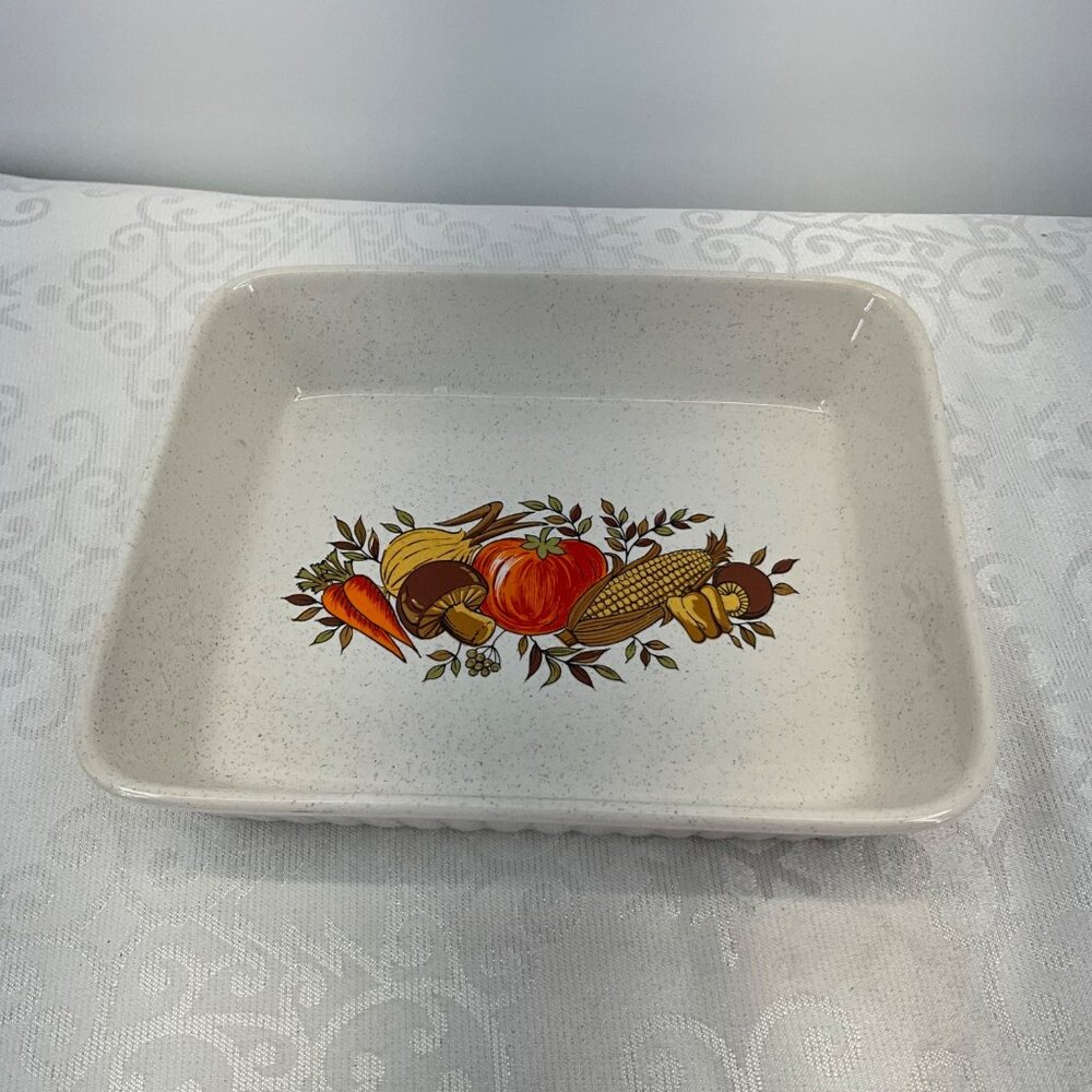 Vintage Ovenproof Ceramic Baking Dish Rectangular Fall‎ Harvest Design